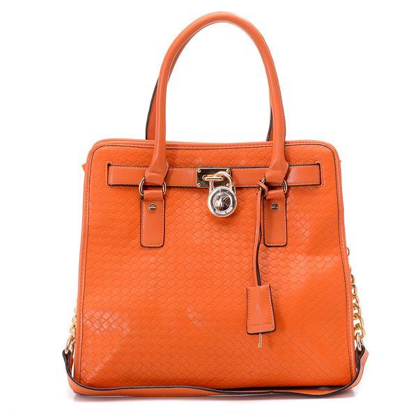 michael kors hamilton stor woven tote persimmon Kjøpe Billig Poser ta4v2